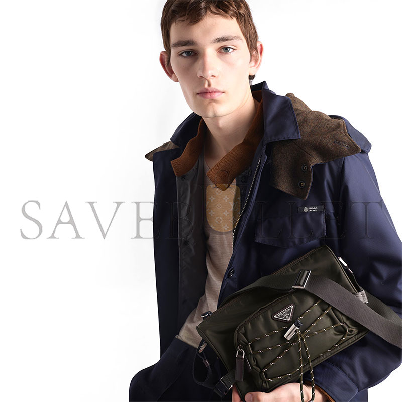 PRADA SPEEDROCK RE-NYLON AND LEATHER SHOULDER BAG 2VH192 (28*17.5*10cm)